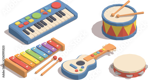 Colorful Musical Instruments Set
