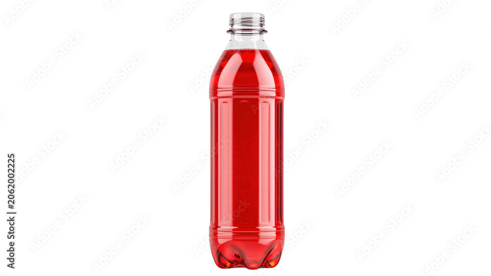 Obraz premium Plastic Soda Bottle with Red Liquid on Transparent Background