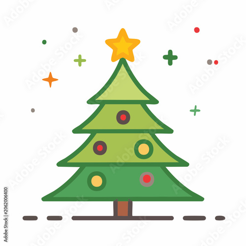Stylized Christmas Tree with Star and Ornaments
