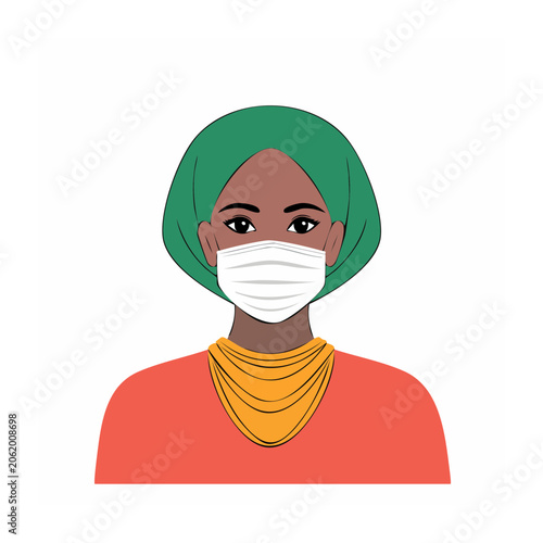 Flat design portrait of woman in headscarf