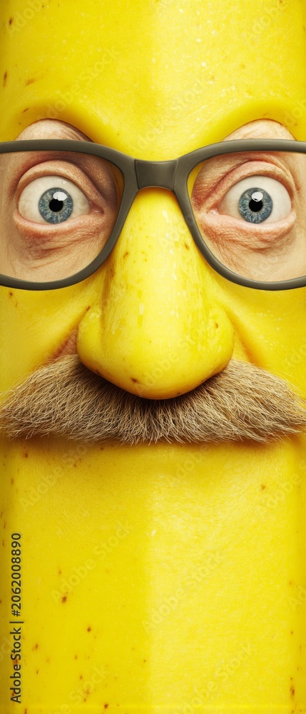 Fototapeta premium Celebration of humor with a wacky disguise on vibrant yellow. Pr