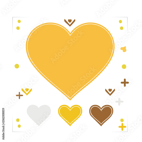 Yellow heart with plus signs vector design