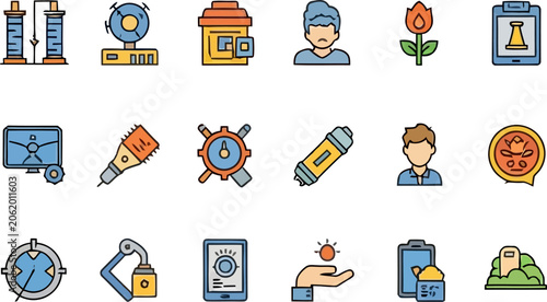 Flat design business icons set collection.