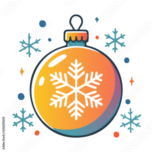 Colorful Christmas ornament with snowflake design