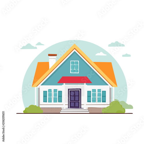 Colorful flat design house illustration
