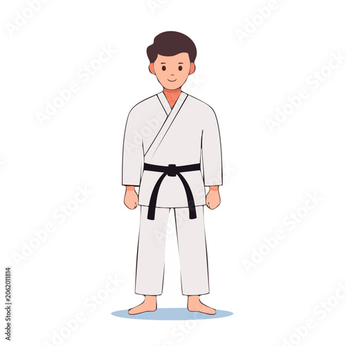 Karateka in martial arts uniform, flat illustration