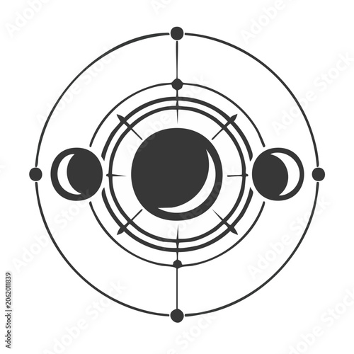 Minimalist atomic structure icon