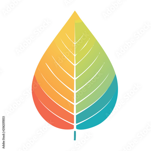 Rainbow gradient leaf illustration