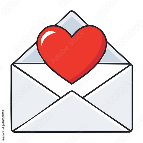 Red heart in open envelope illustration