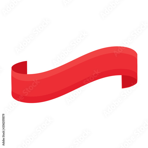 Red ribbon vector icon on transparent background
