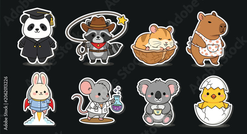 Colorful Cartoon Animal Characters Collection.