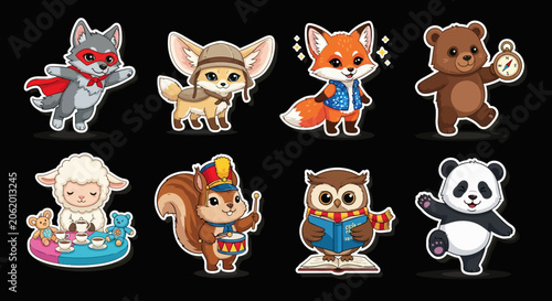 Colorful Cartoon Animal Characters Collection.