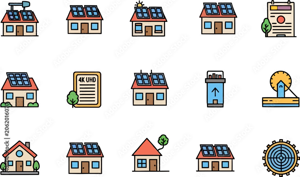 Fototapeta premium Sustainable houses with solar panels.