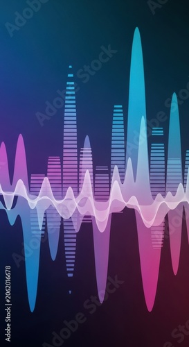 Colorful Sound Waveform Abstract Background Digital Music Visualization.