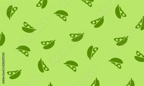 Hand drawn edamame seamless pattern. Seamless pattern of edamame doodle illustration background. Edamame food pattern background.