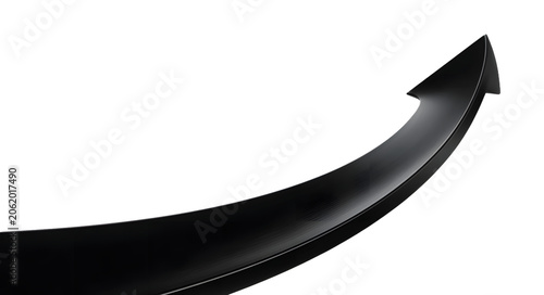 An arrow in the shape of a black arrowhead is curved upwards and is positioned on a transparent background