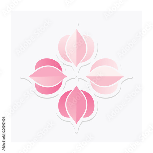 Minimalist pink heart flower vector art