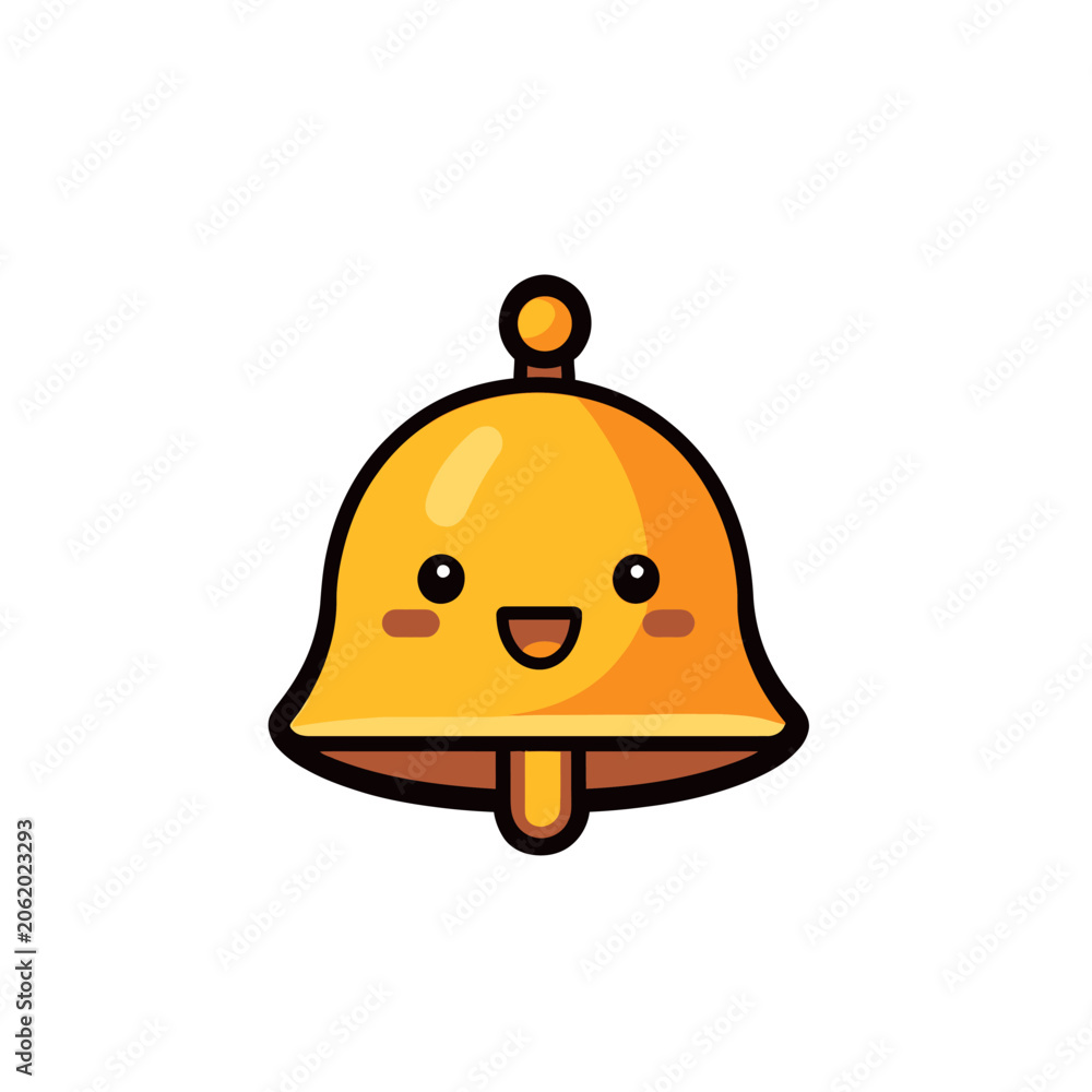 Fototapeta premium A cute cartoon bell with a cheerful expression, complete with a smiling face