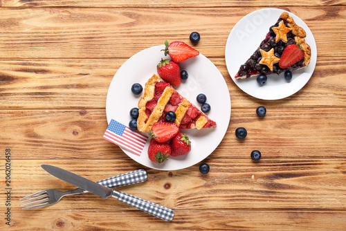 Pieces of American flag pie...