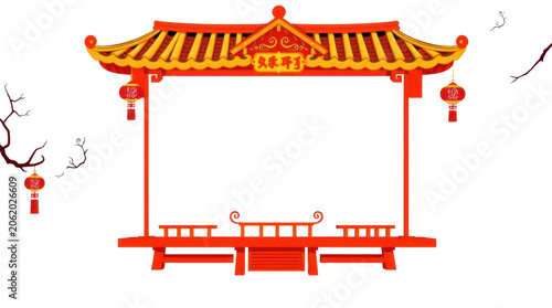 Schilderij op canvas Chinese New Year Traditional Frame for Festive Celebrations Featuring Ornate Arc
