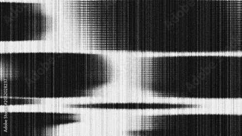 Black and white glitch texture background with vertical lines and analog static noise