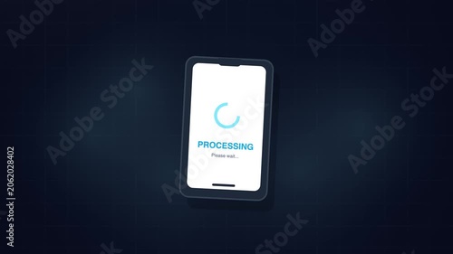 Smartphone Screen Displaying Loading Animation Transitioning To A Green Success Checkmark Icon