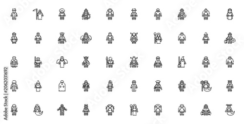 Bild auf Leinwand Fantastic characters icon set