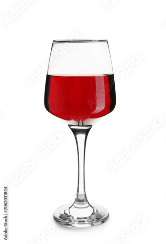 Glass of wine on white  bac...