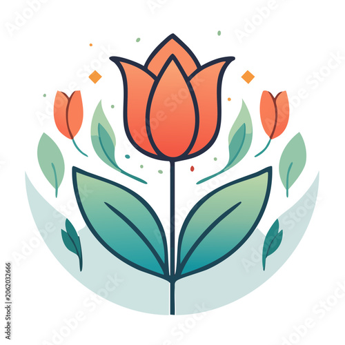 Flat Design Tulip Flower Illustration