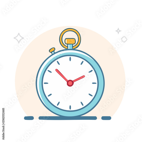 Flat design stopwatch icon with peach background