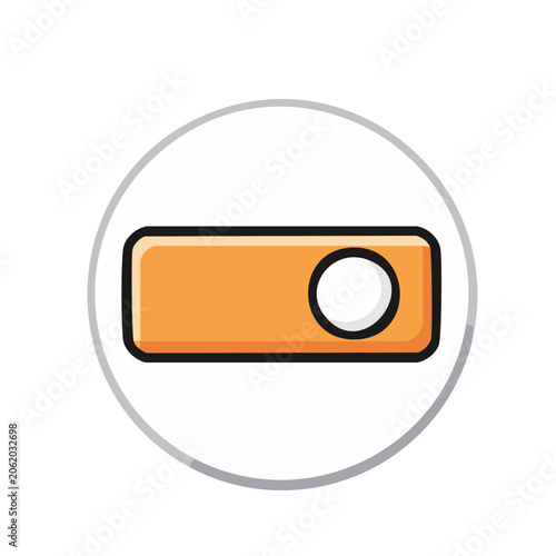Orange power button icon on transparent background