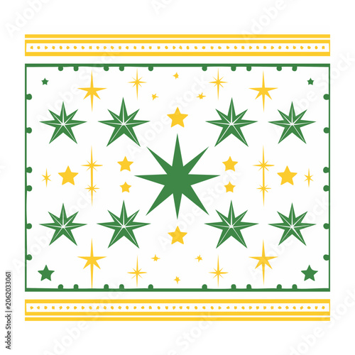 Flat holiday wreath with stars and snowflakes