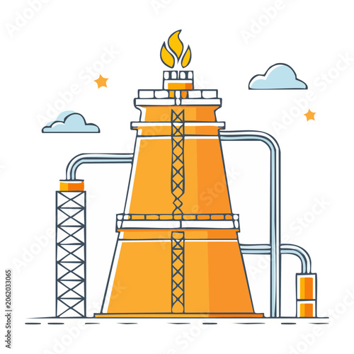 Flat design vector of industrial factory with smoke
