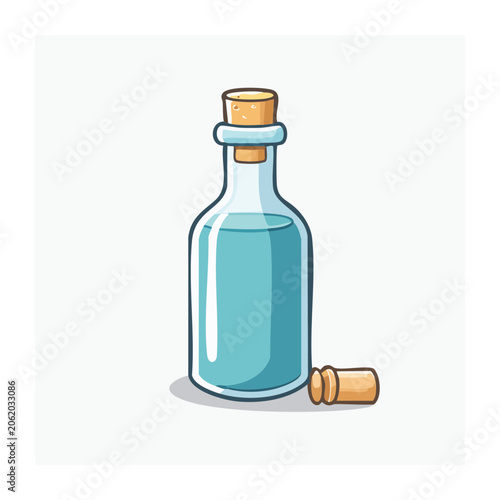 Minimalist blue water bottle with cork stopper