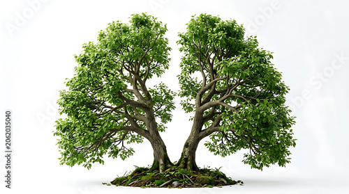 Conceptual image of a tree shaped like human lungs representing environmental health and breath.