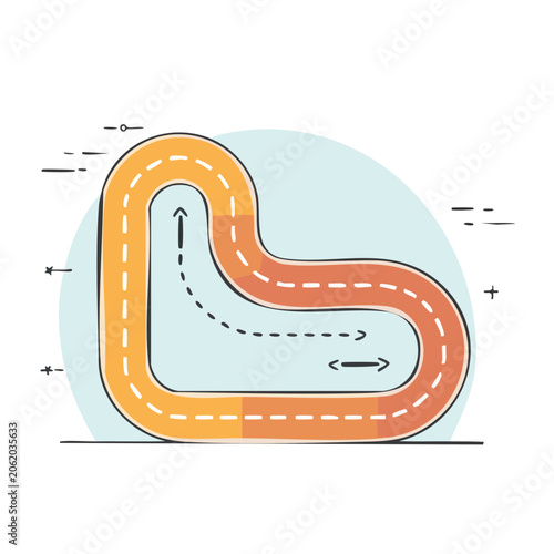 Flat design race track with directional arrows