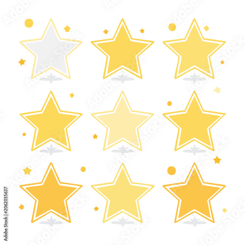 Flat Design Yellow Star Icons on White Background