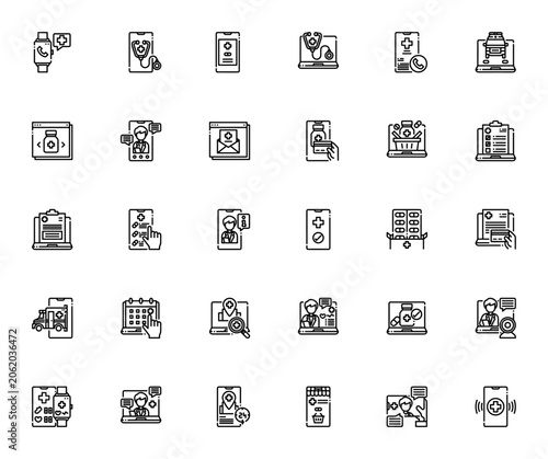 Φωτογραφία Telemedicine icon set