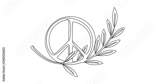 Konstfotografi Peace Symbol with Olive Branch Line Art