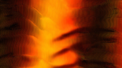 A glass background that is vertically striped with orange and black gradations. A wavy glass texture with striped frosted surface.
