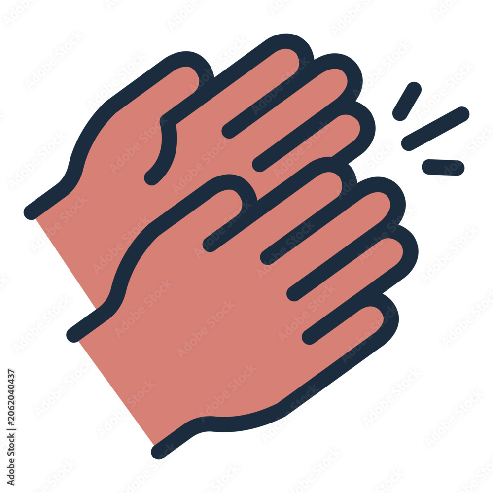 Fototapeta premium clap filled line icon. two hand applause gesture. audience appreciation and concert response. performance and entertainment