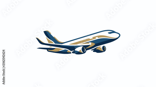 Fotografie Modern Passenger Jet Airplane Flying Isolated White Background.