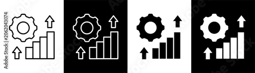 Optimization white and black icon set design