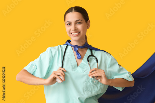 Beautiful female doctor in ...