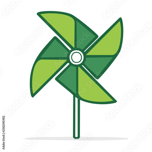 Green Pinwheel Icon on Transparent Background