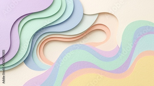 Minimal Paper Cut Layered Background with Soft Pastel Colors