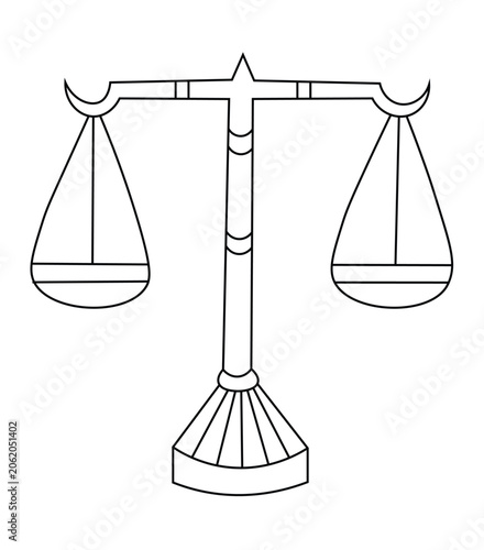 Tableau sur toile Vintage hand drawn scales of justice law and balance line art sketch