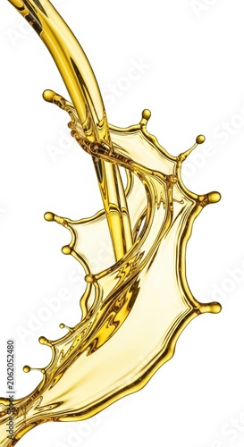 Golden liquid splashing and pouring in dynamic motion.