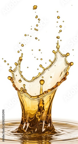 Golden Liquid Splash Crown Shape Isolated on White Background.