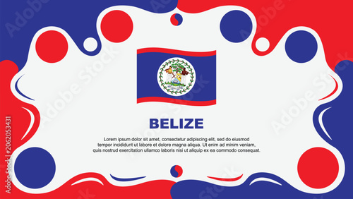 Belize Flag Abstract Background Flat Design Template. Belize Independence Day Banner Wallpaper Vector Illustration. Belize